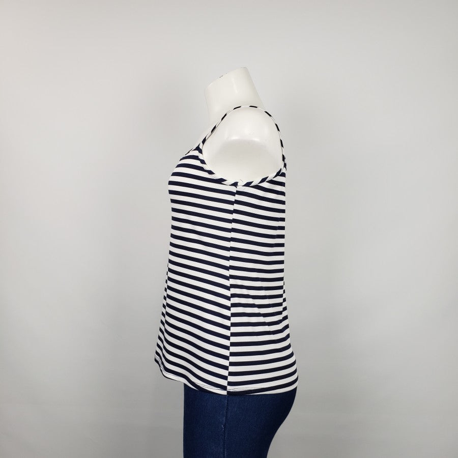 De Via Navy Striped Tank Top Size S