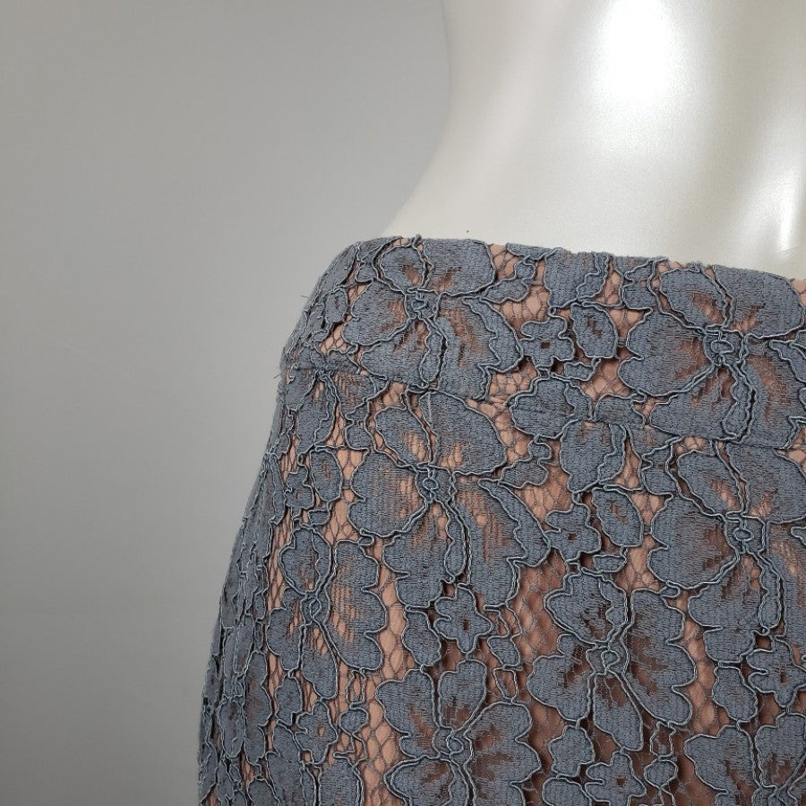 Carolina Belle Blue Lace Nude Hi Low Skirt Size 4