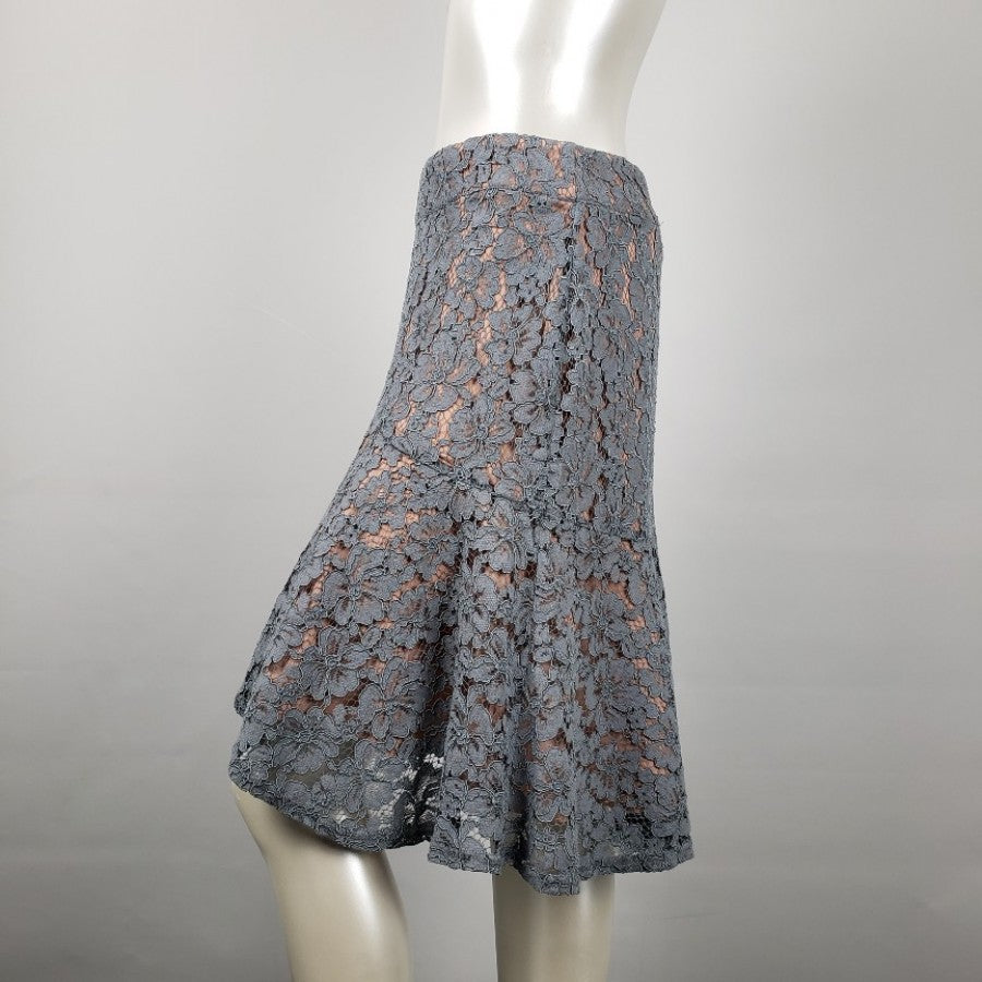 Carolina Belle Blue Lace Nude Hi Low Skirt Size 4