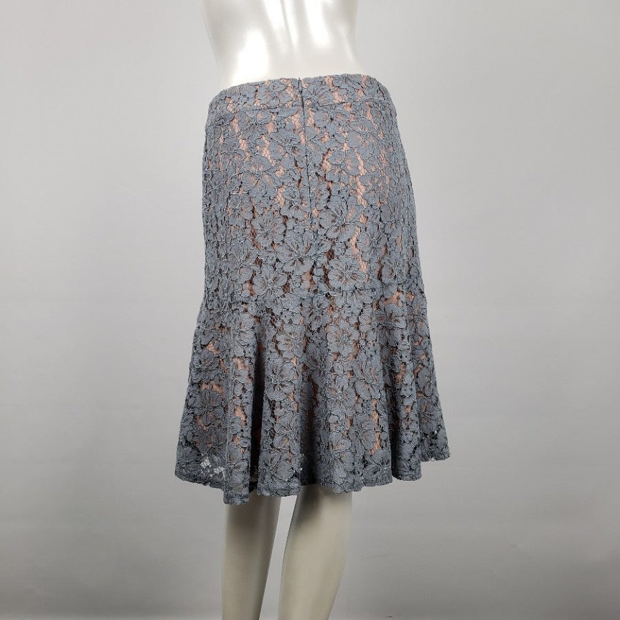 Carolina Belle Blue Lace Nude Hi Low Skirt Size 4