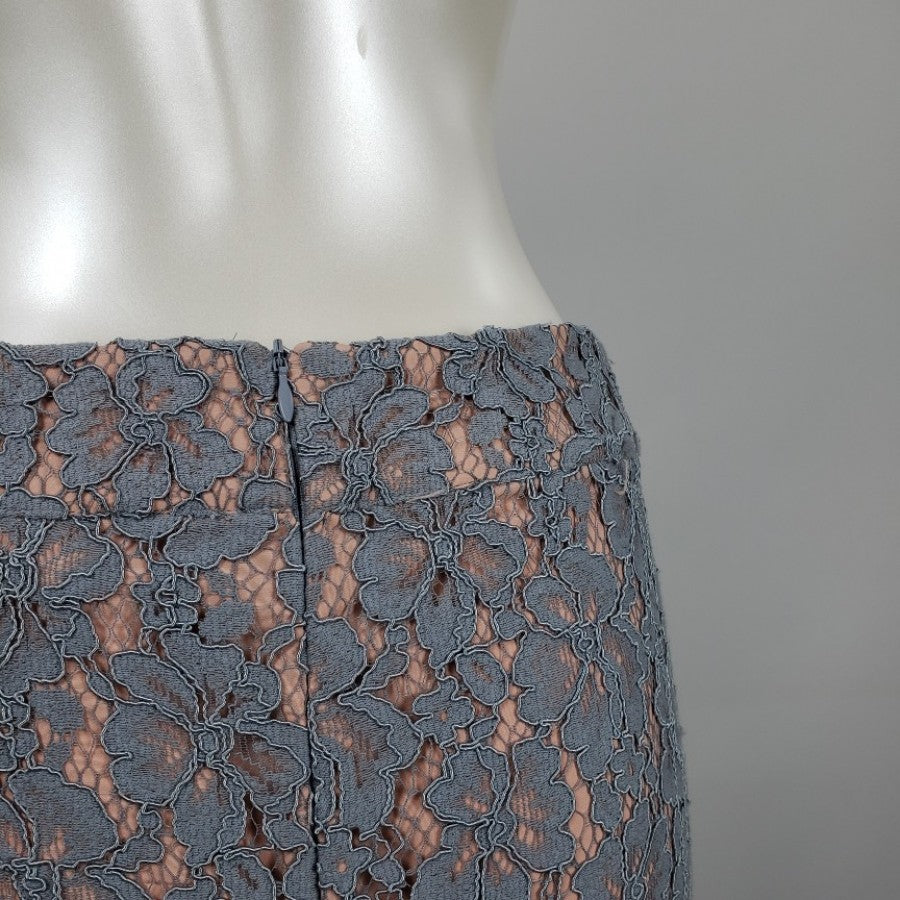 Carolina Belle Blue Lace Nude Hi Low Skirt Size 4