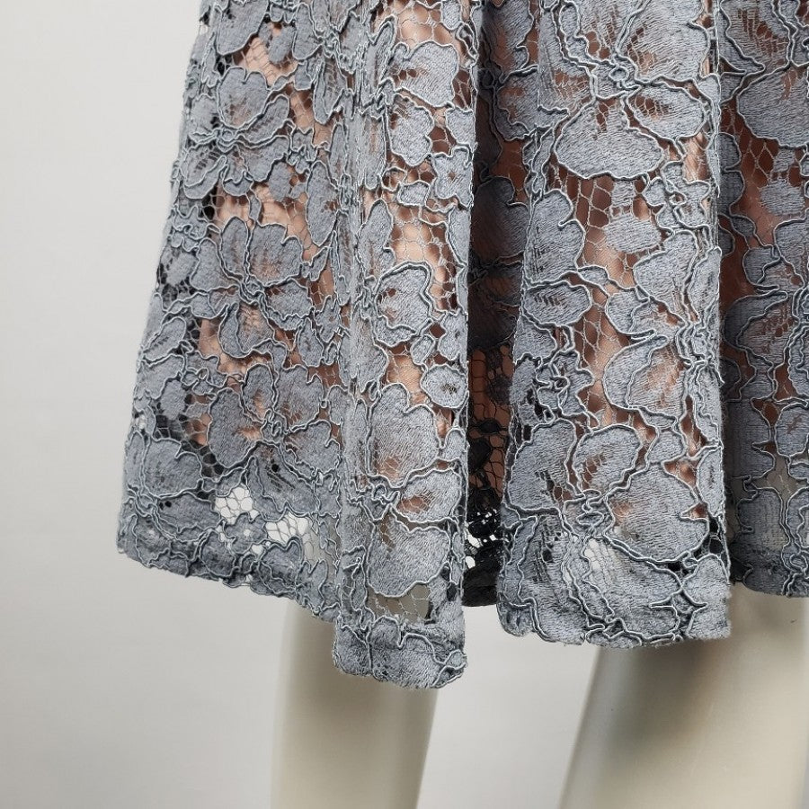 Carolina Belle Blue Lace Nude Hi Low Skirt Size 4