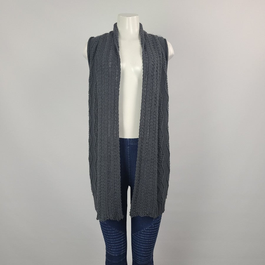 Grey Knit Wool Blend Vest Size S