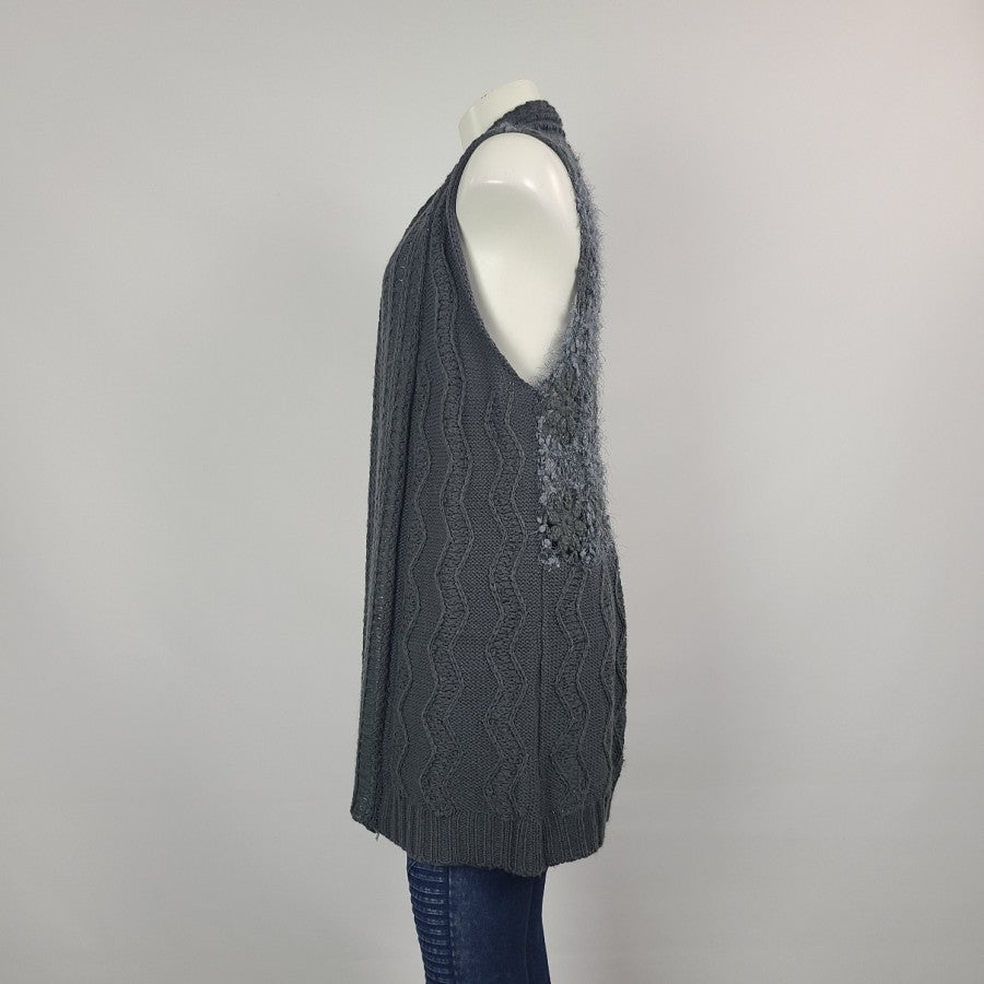 Grey Knit Wool Blend Vest Size S