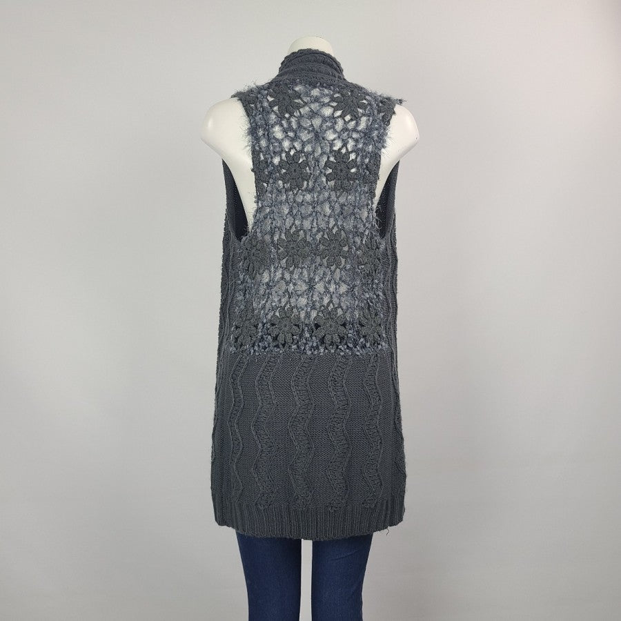 Grey Knit Wool Blend Vest Size S