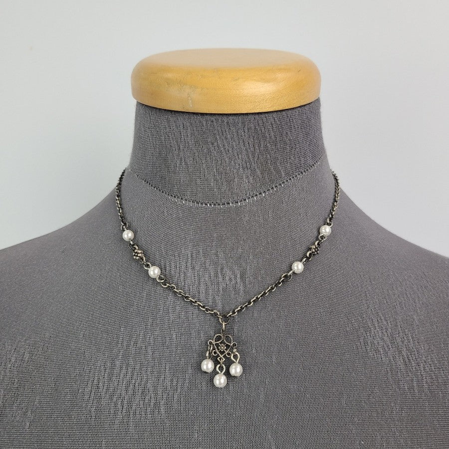 Myka Silver Tone Faux Pearl Dainty Necklace
