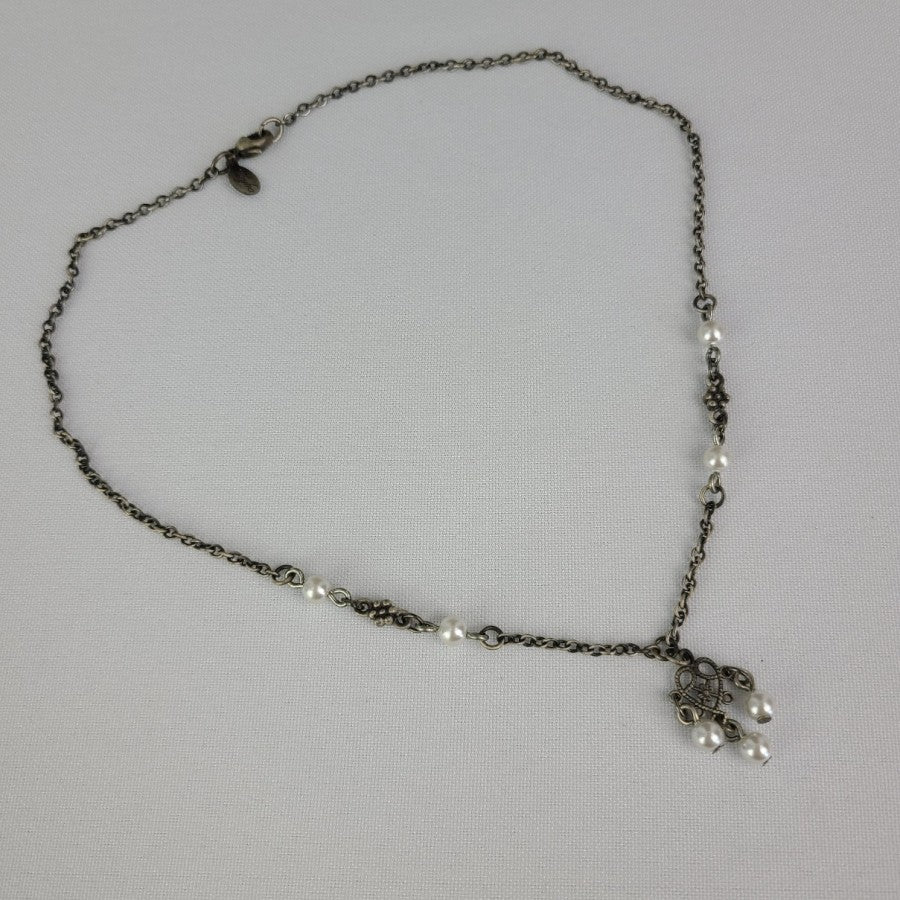 Myka Silver Tone Faux Pearl Dainty Necklace