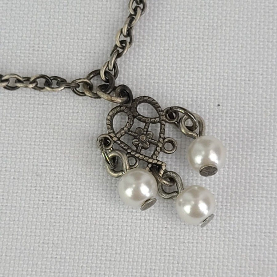 Myka Silver Tone Faux Pearl Dainty Necklace