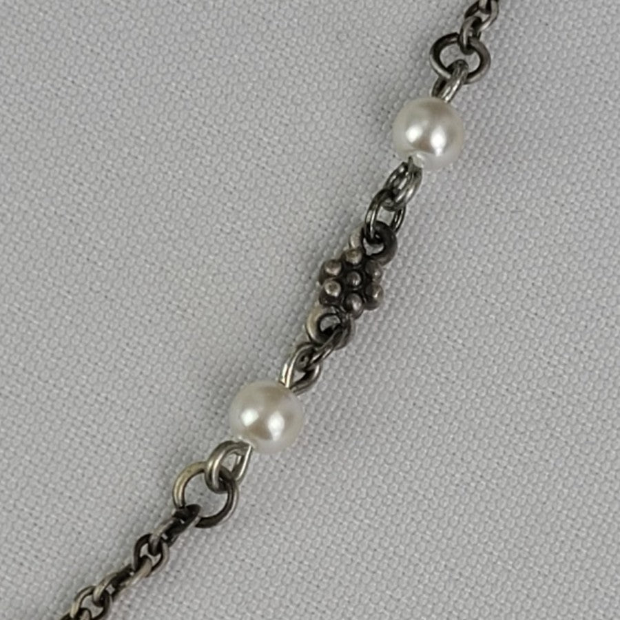 Myka Silver Tone Faux Pearl Dainty Necklace