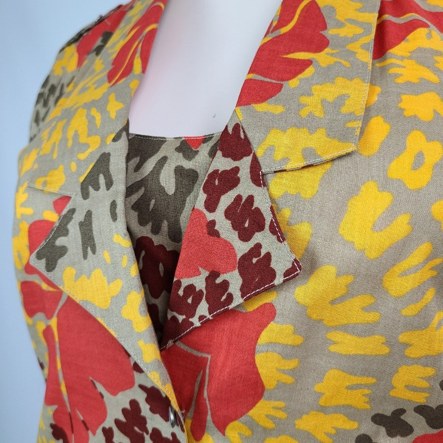 Vintage Como Brown & Yellow Cotton Top Size 18