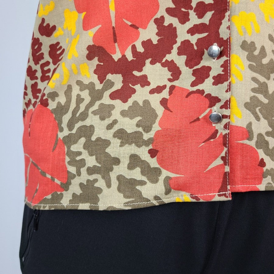Vintage Como Brown & Yellow Cotton Top Size 18