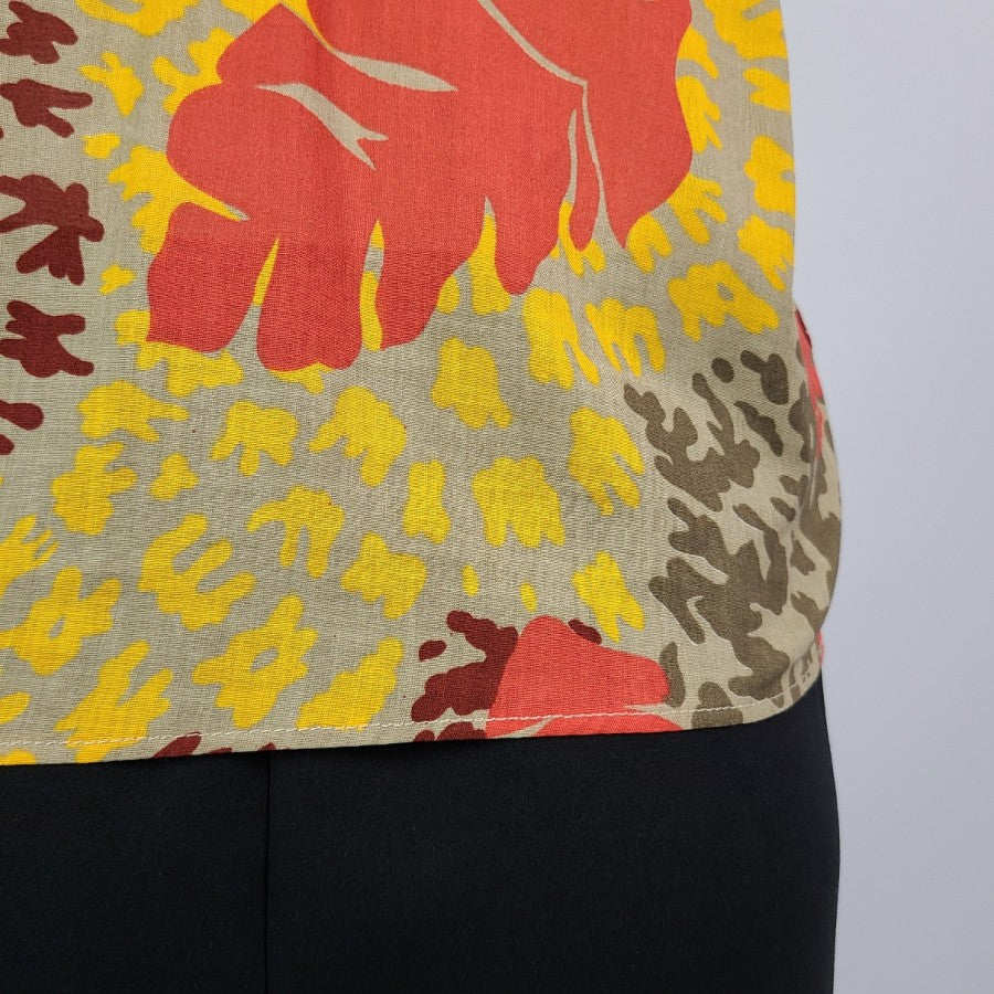Vintage Como Brown & Yellow Cotton Top Size 18