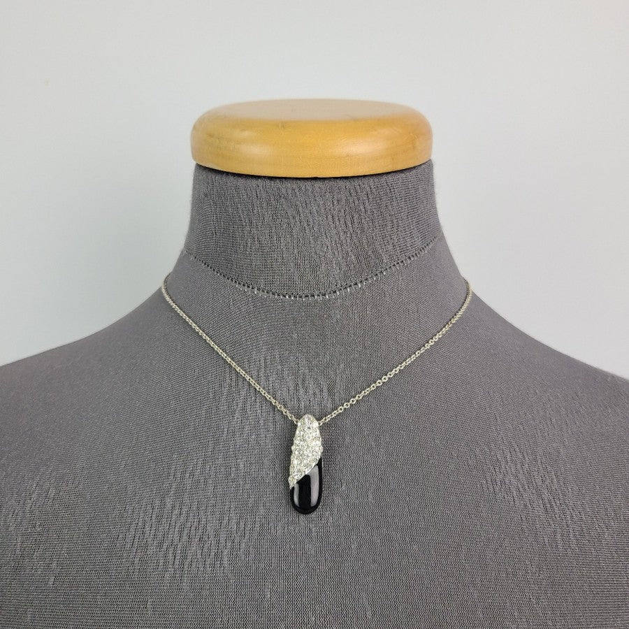 Silver & Black Rhinestone Necklace