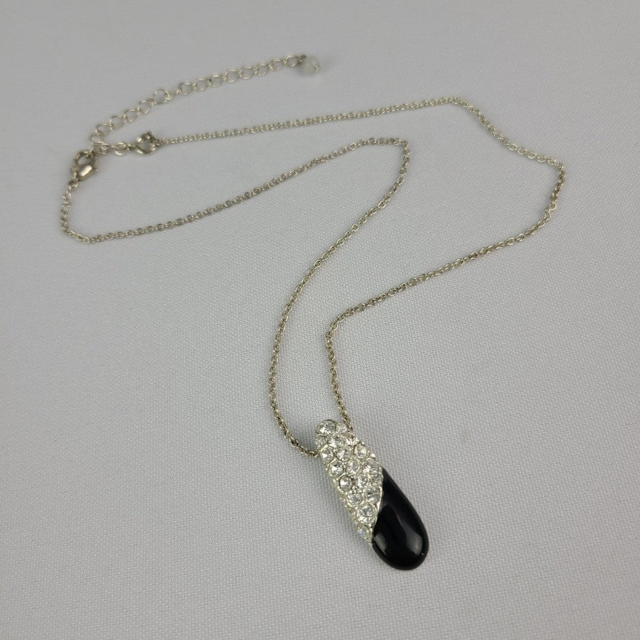 Silver & Black Rhinestone Necklace