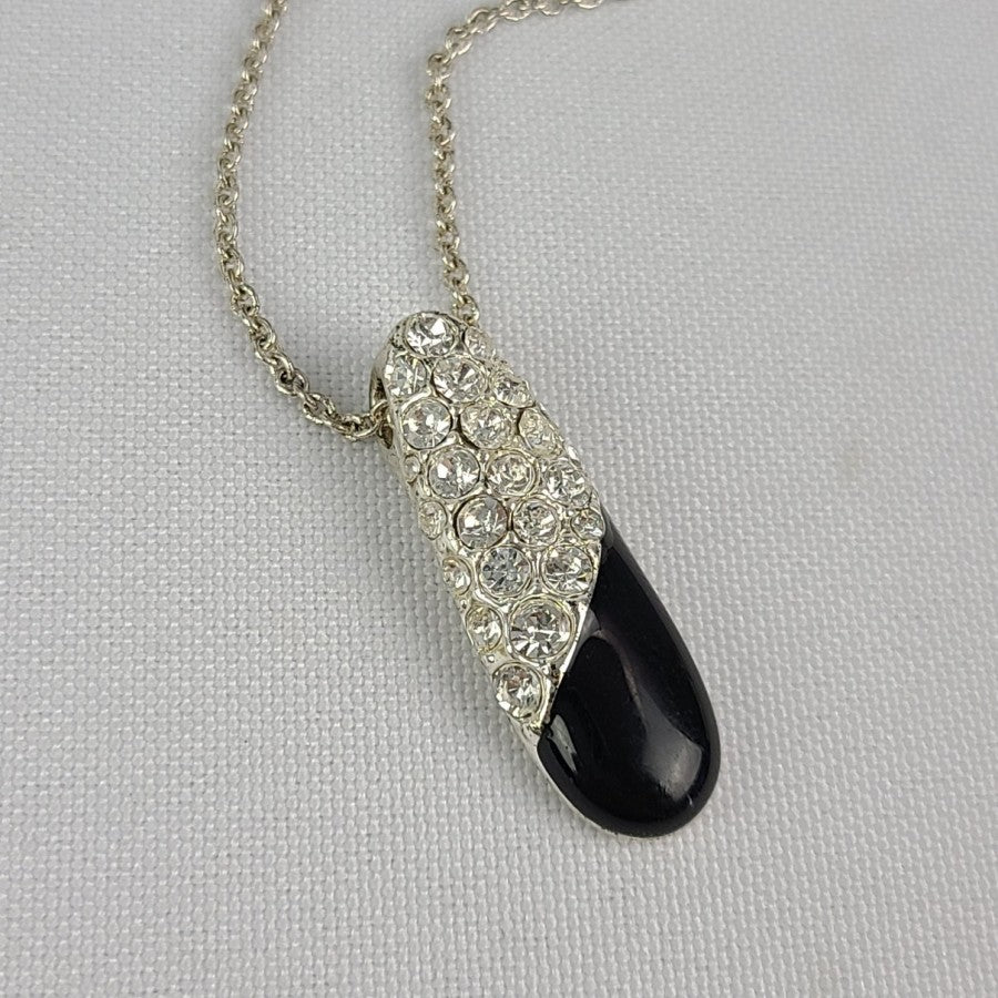 Silver & Black Rhinestone Necklace