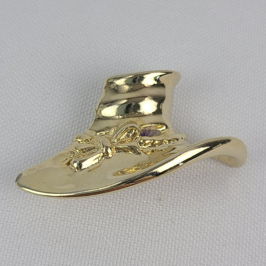Vintage Gold Tone Hat & Purple Shoe Brooches