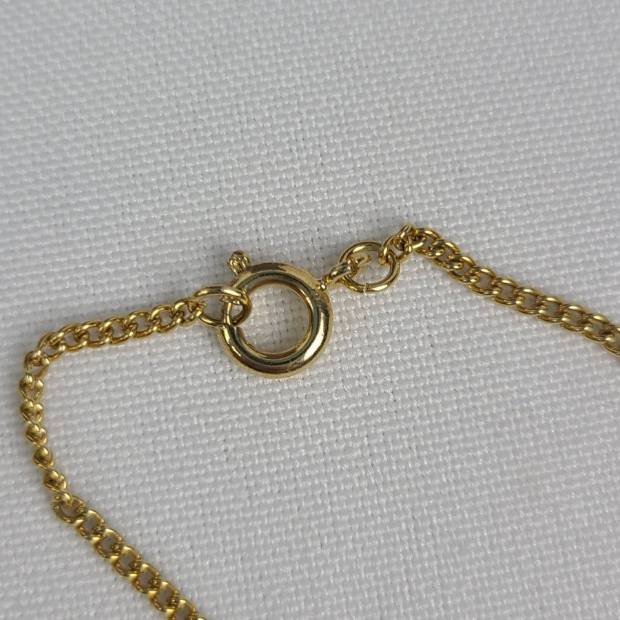 Gold Tone Rhinestone Heart Pendant Necklace