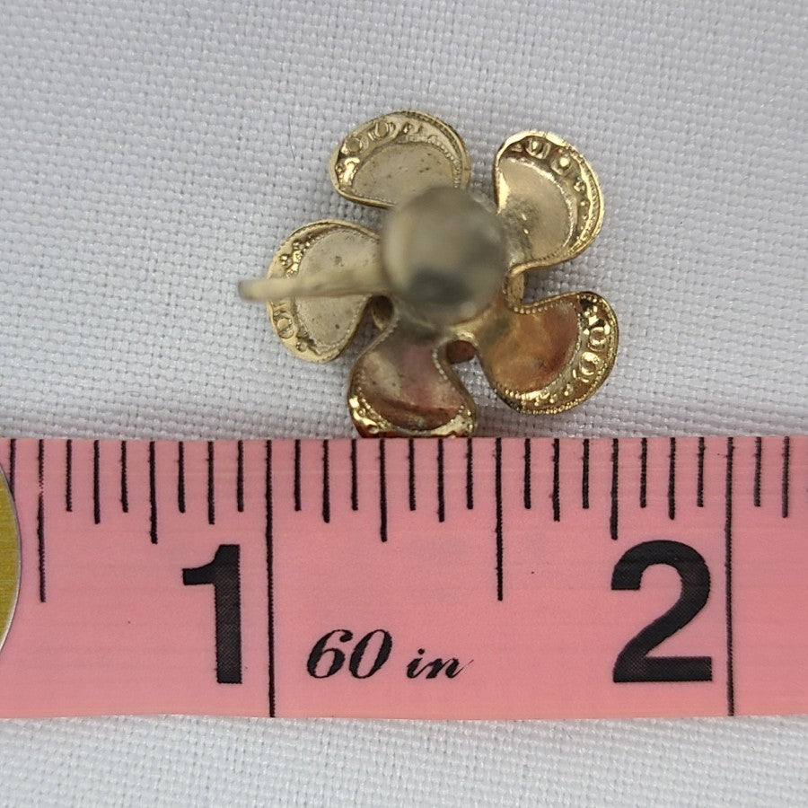 Vintage Gold Tone Aurora Borealis Flower Earrings Screw Back