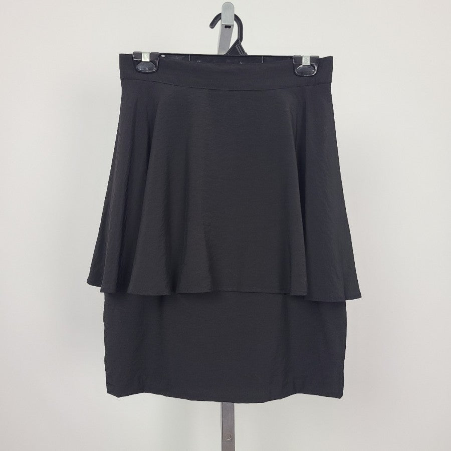 Smart Set Black Ruffle Knee Length Skirt Size S