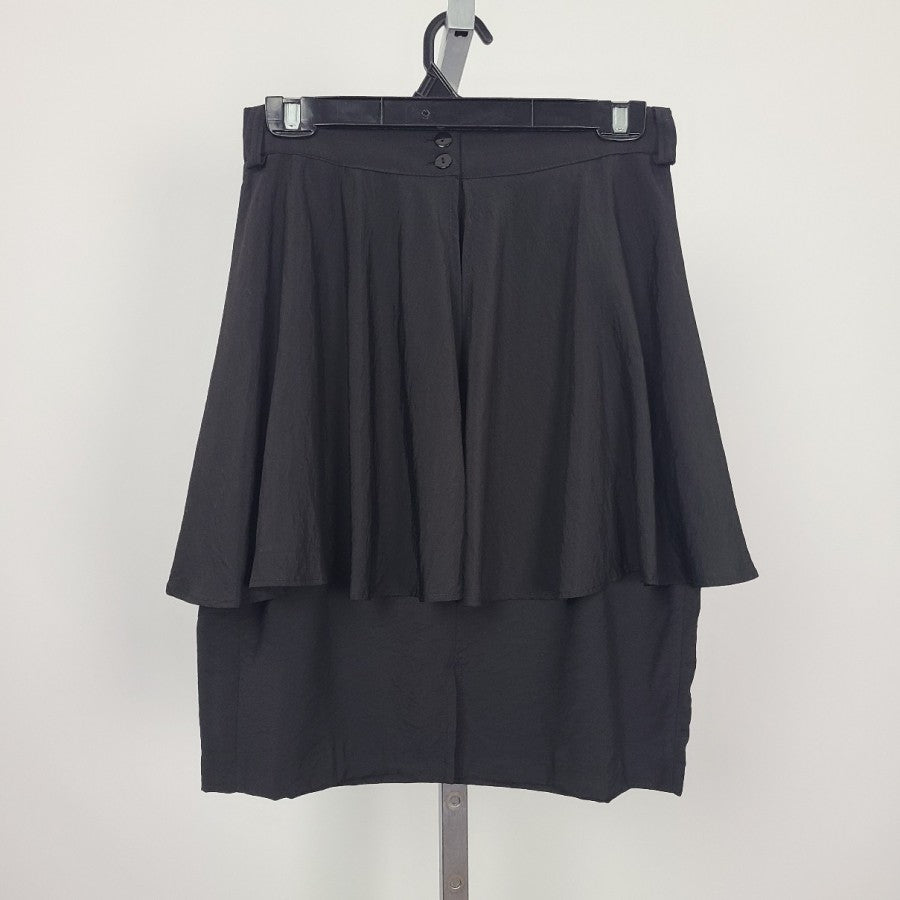Smart Set Black Ruffle Knee Length Skirt Size S