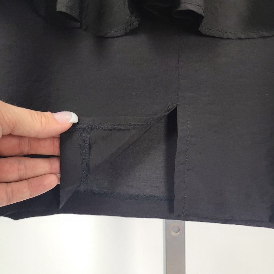 Smart Set Black Ruffle Knee Length Skirt Size S