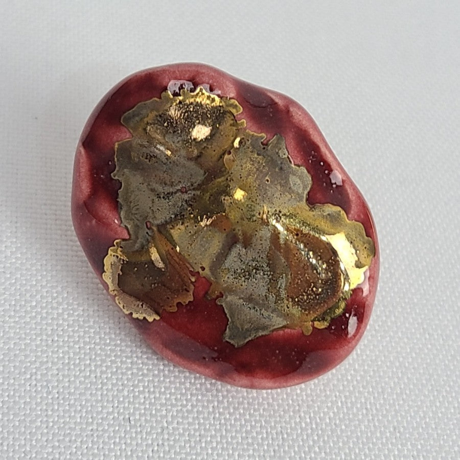Vintage Pink & Gold Ceramic Screw Back Clip On Earrings