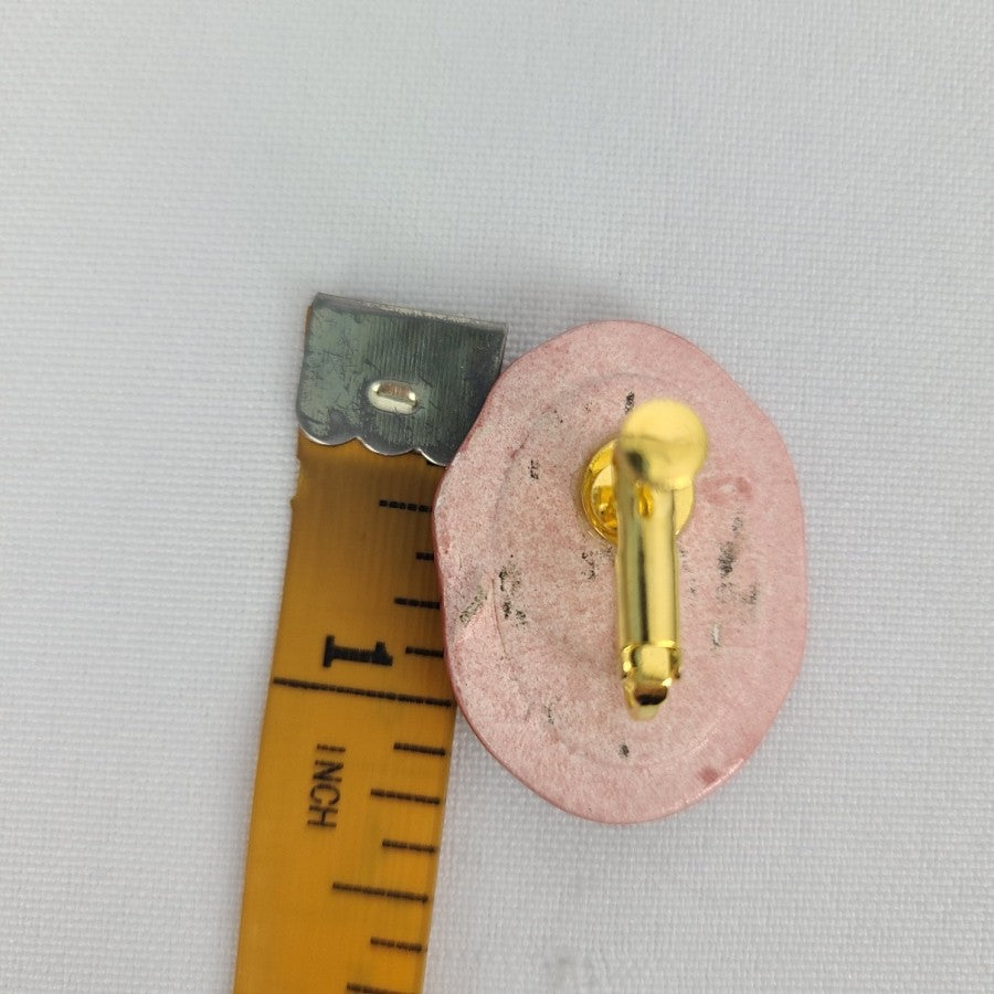 Vintage Pink & Gold Ceramic Screw Back Clip On Earrings