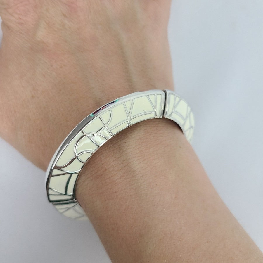 Lia Sophia Cream & Silver Stretch Bracelet