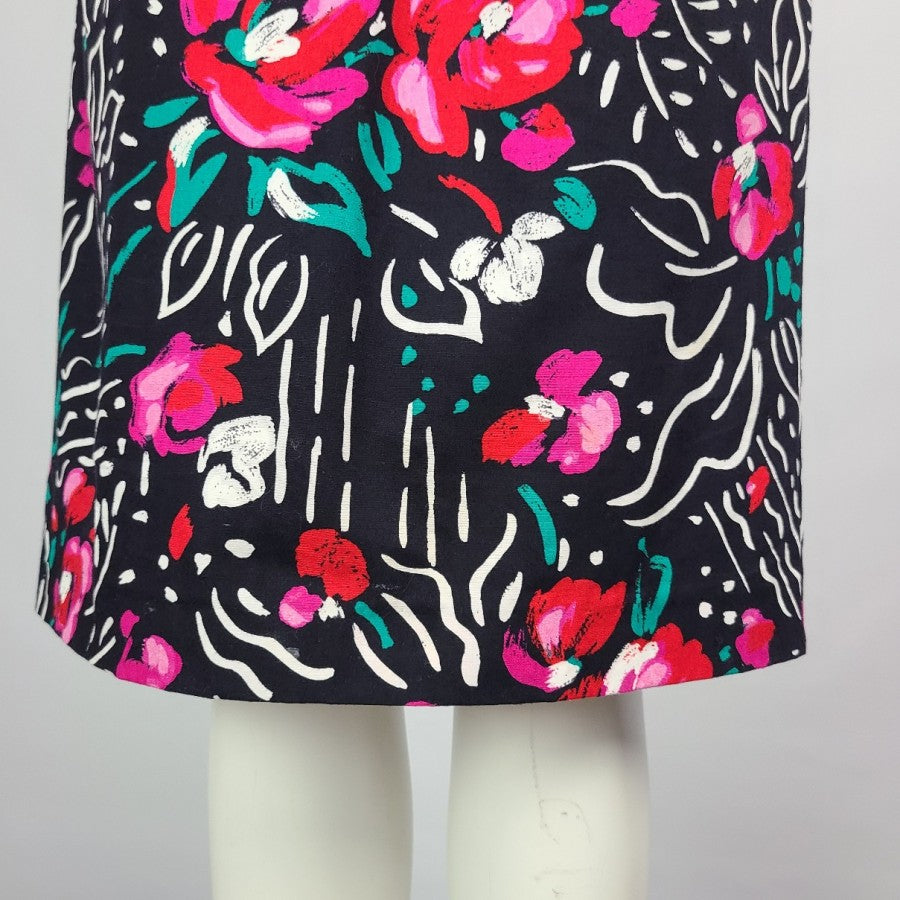 Vintage Lori Ann Flower Print Peplum Party Dress Size M