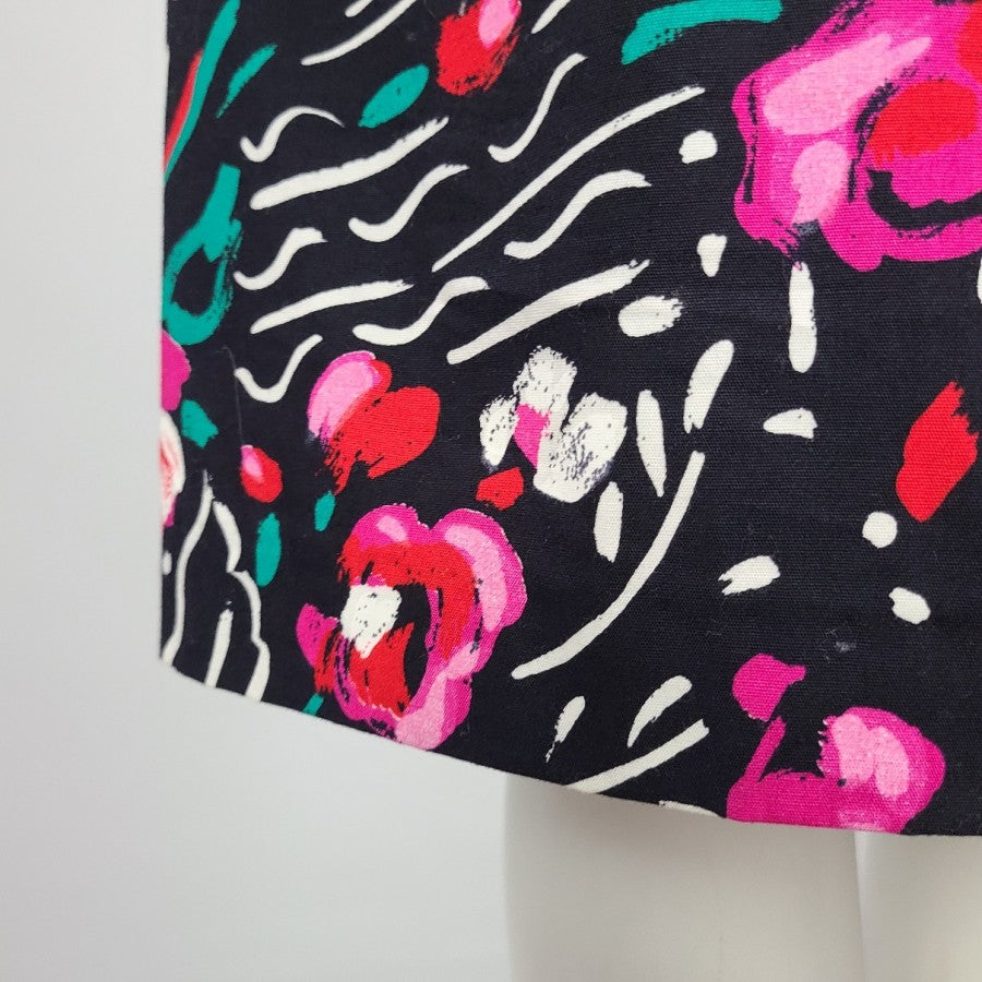 Vintage Lori Ann Flower Print Peplum Party Dress Size M