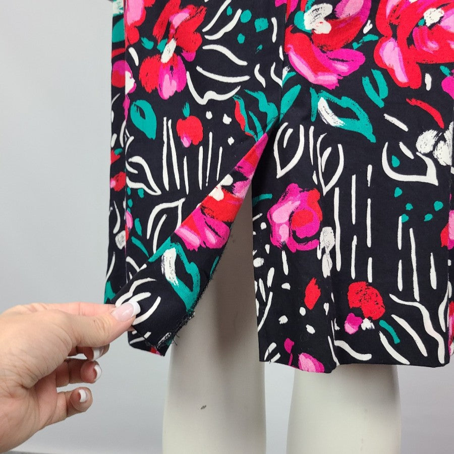 Vintage Lori Ann Flower Print Peplum Party Dress Size M