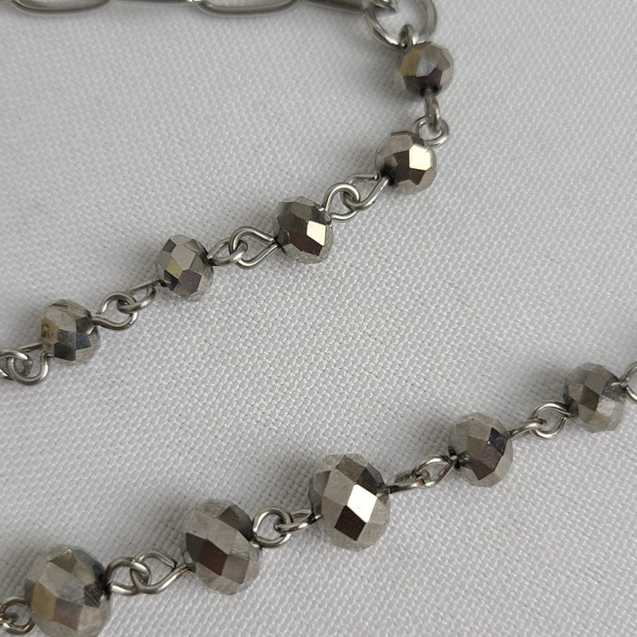 Lia Sophia Grey Glass Beaded Silver Tone Long Necklace