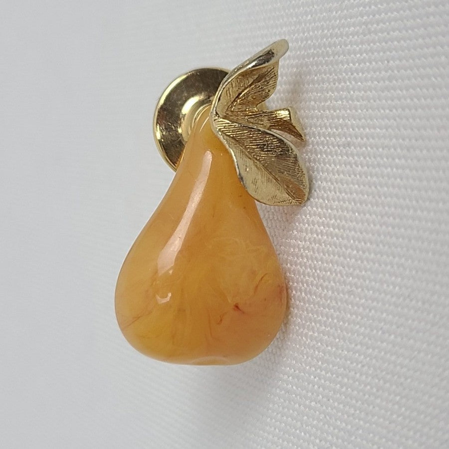 Avon Pear Fruit Gold Tone Pin Brooch