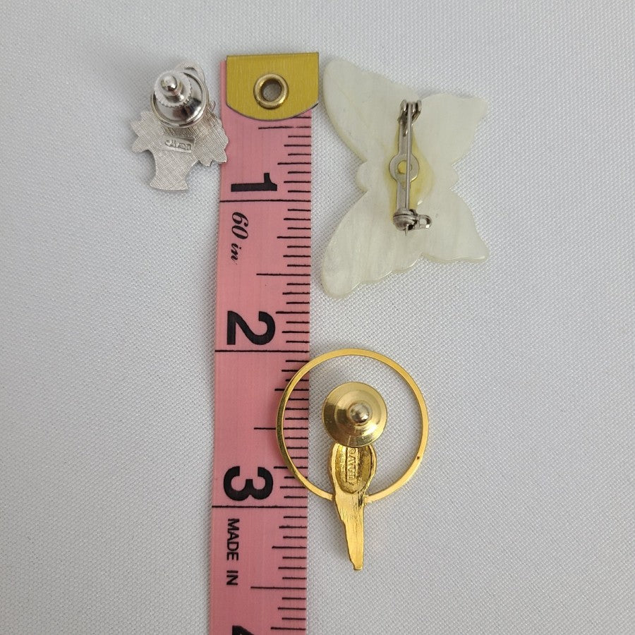 Vintage Avon Parrot Flower Butterfly Pin Brooches Set of 3