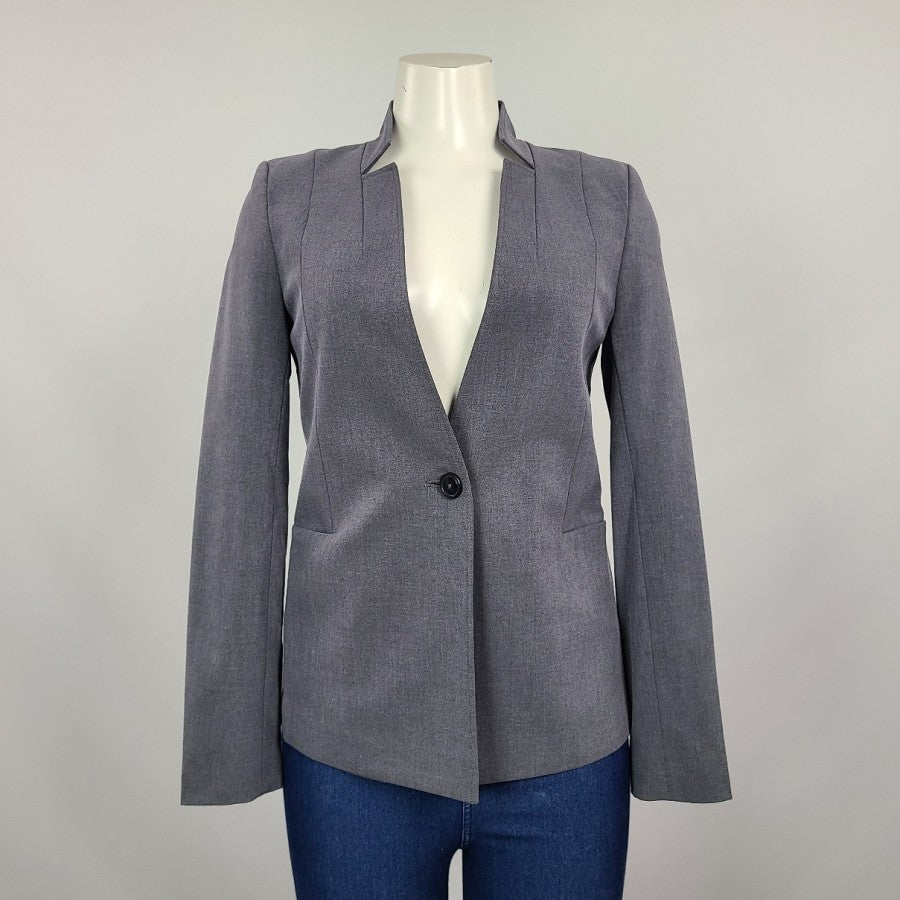 Grey Notched Collar One Button Blazer Size S