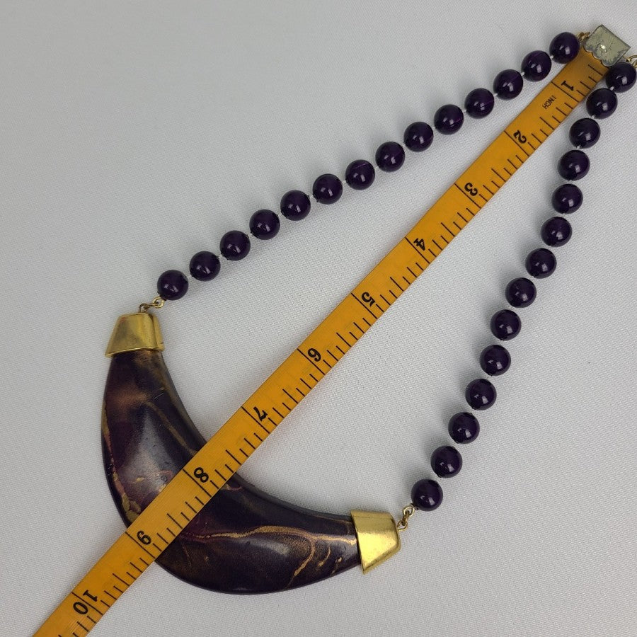Vintage Purple & Gold Collar Beaded Necklace