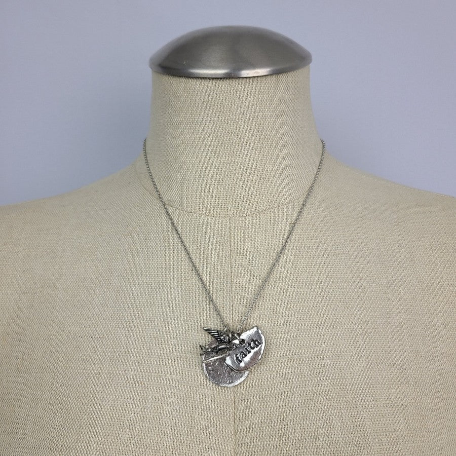 Alisa Michelle Silver Tone Hopeful Faith Bird Charm Pendant Necklace