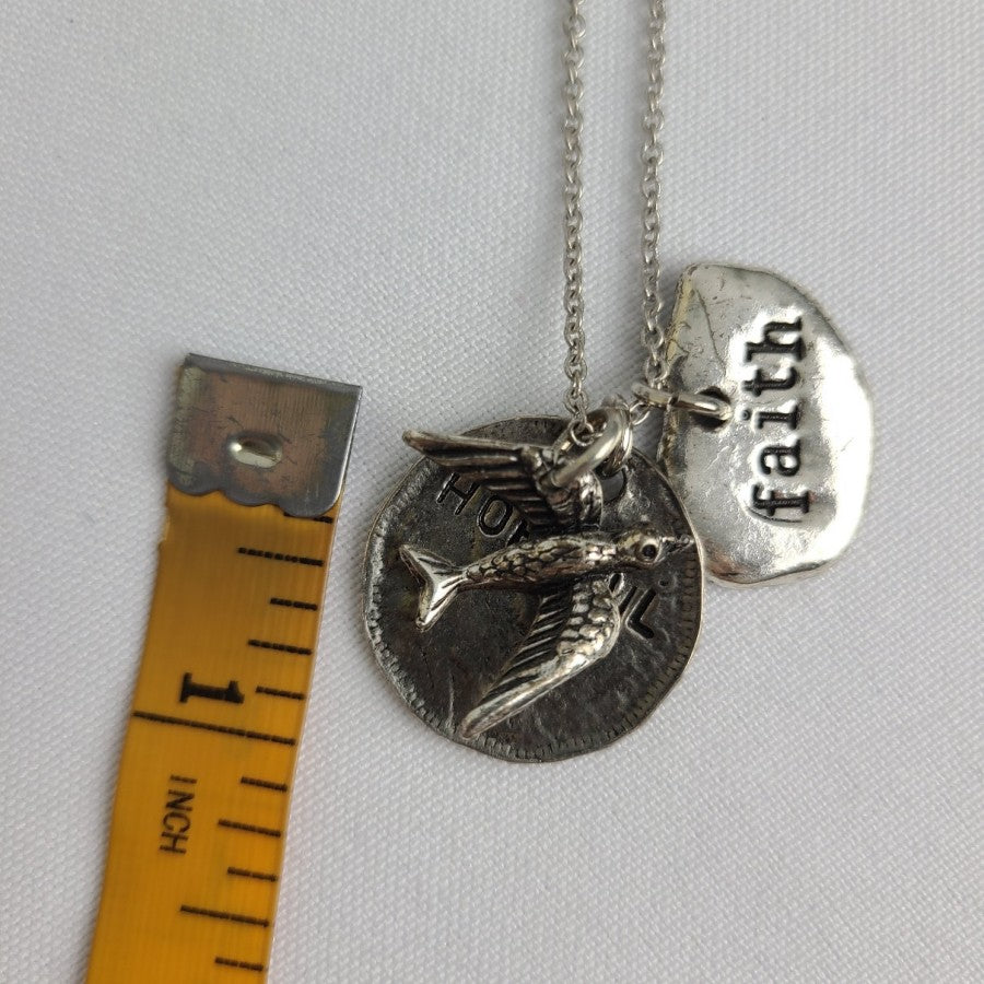 Alisa Michelle Silver Tone Hopeful Faith Bird Charm Pendant Necklace