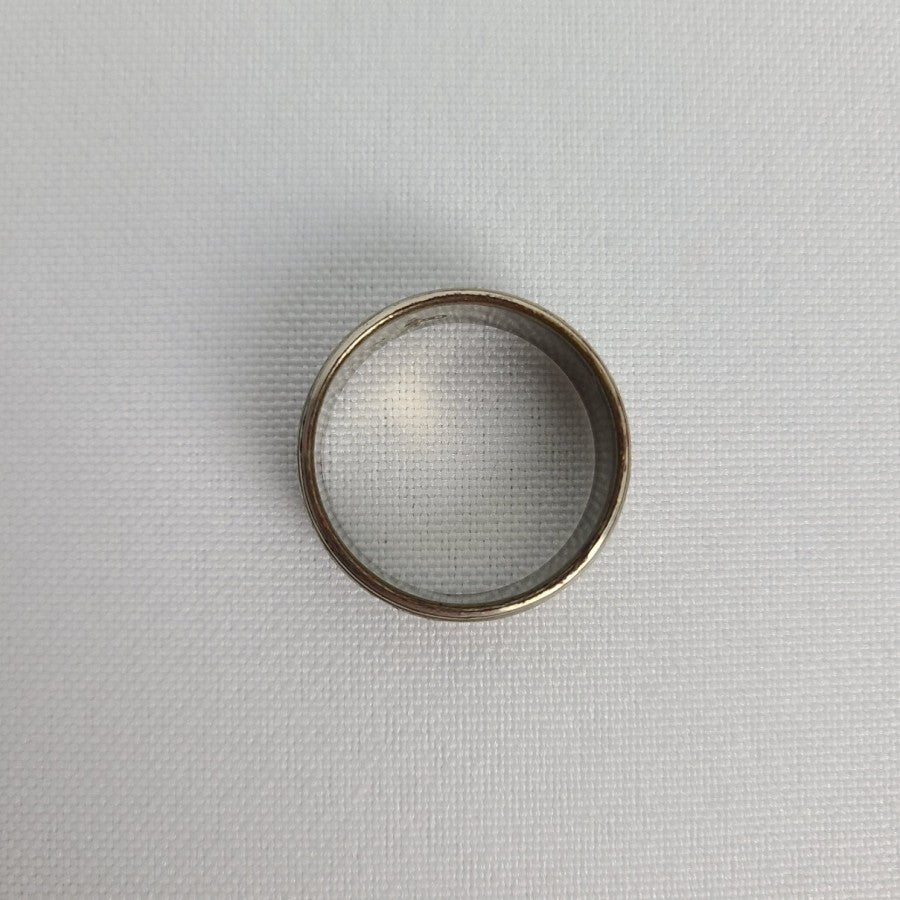Vintage Japan Silver Tone Etched Ring Size 8