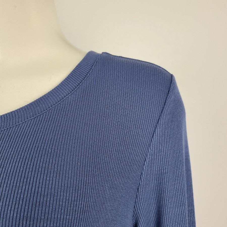 Grace & Lace Blue Ribbed Long Sleeve Tunic Top Size S/M