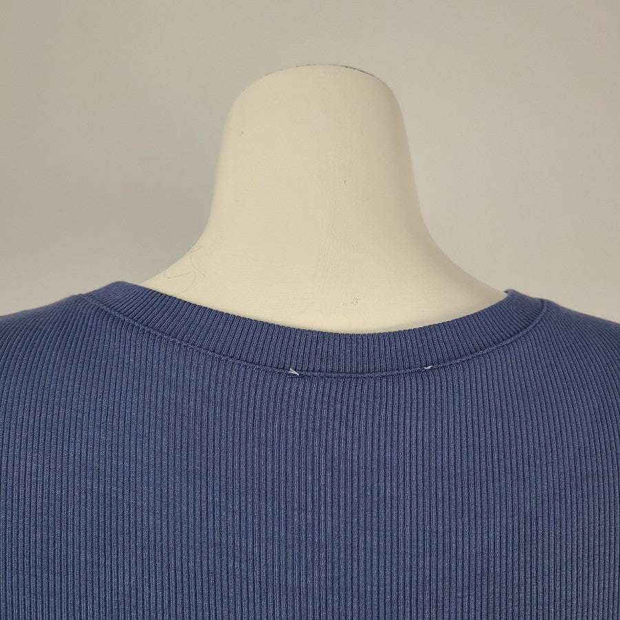 Grace & Lace Blue Ribbed Long Sleeve Tunic Top Size S/M
