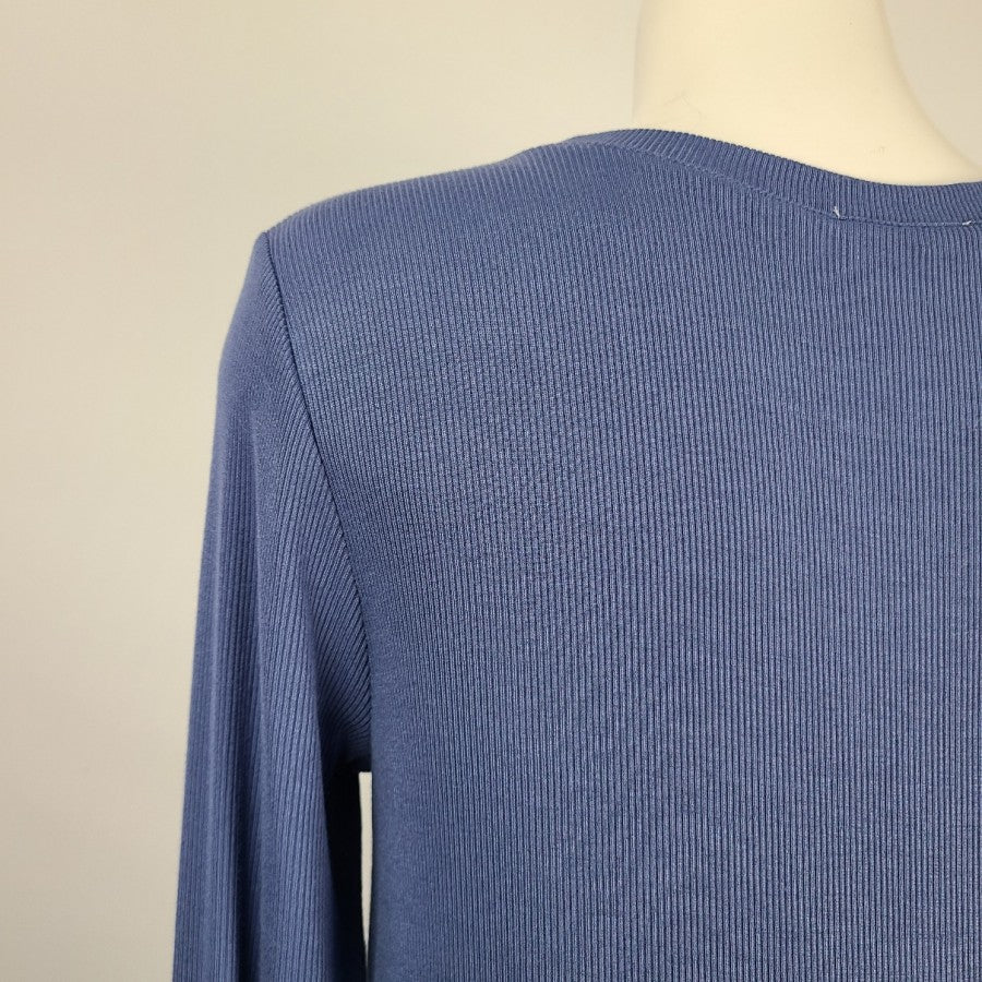 Grace & Lace Blue Ribbed Long Sleeve Tunic Top Size S/M