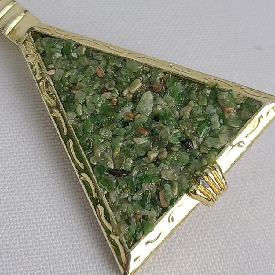 Vintage Gold Natural Stone Brooch Guitar Mandolin