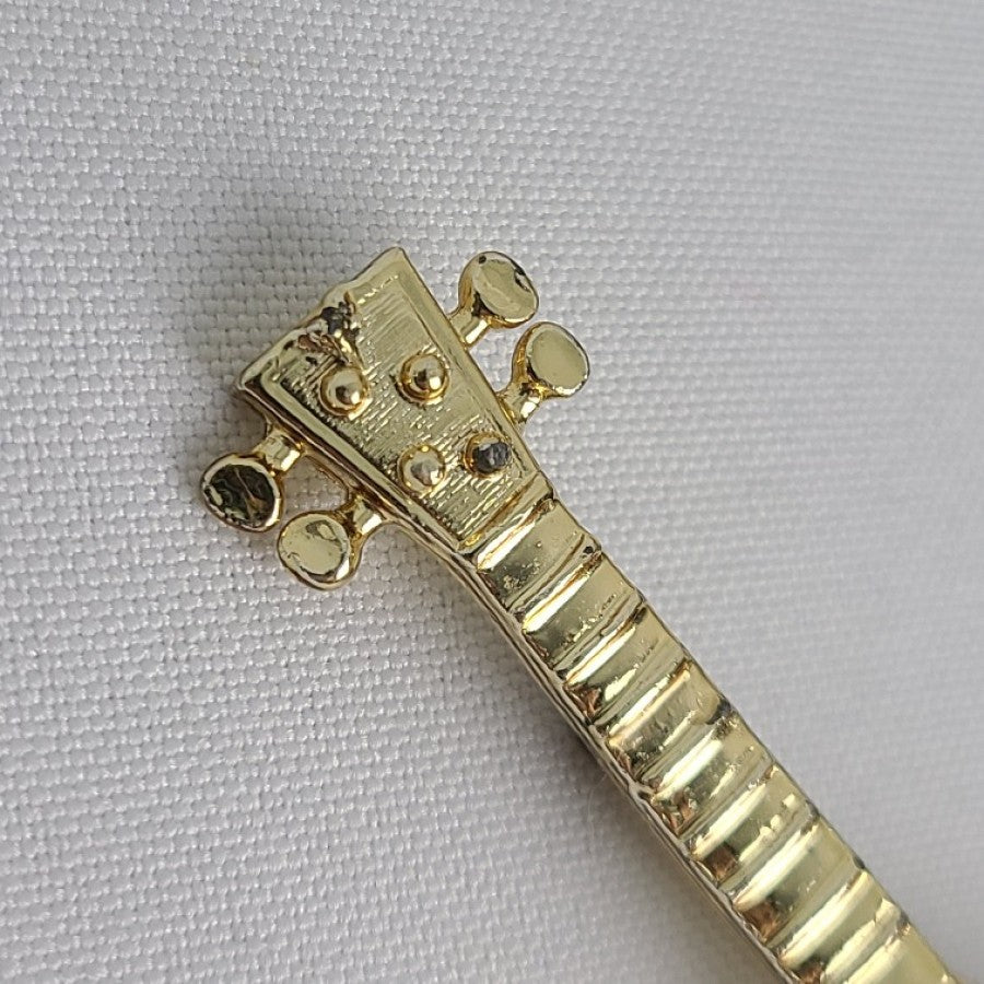 Vintage Gold Natural Stone Brooch Guitar Mandolin