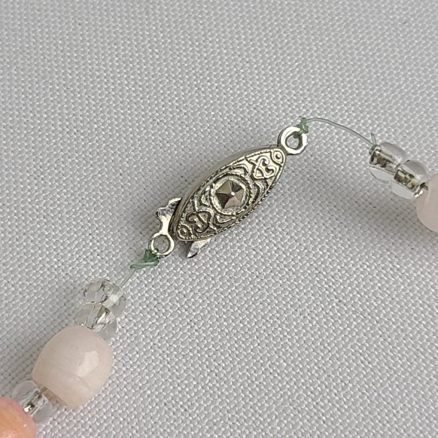 Vintage Pink Cotton Candy Quartz Beaded Necklace
