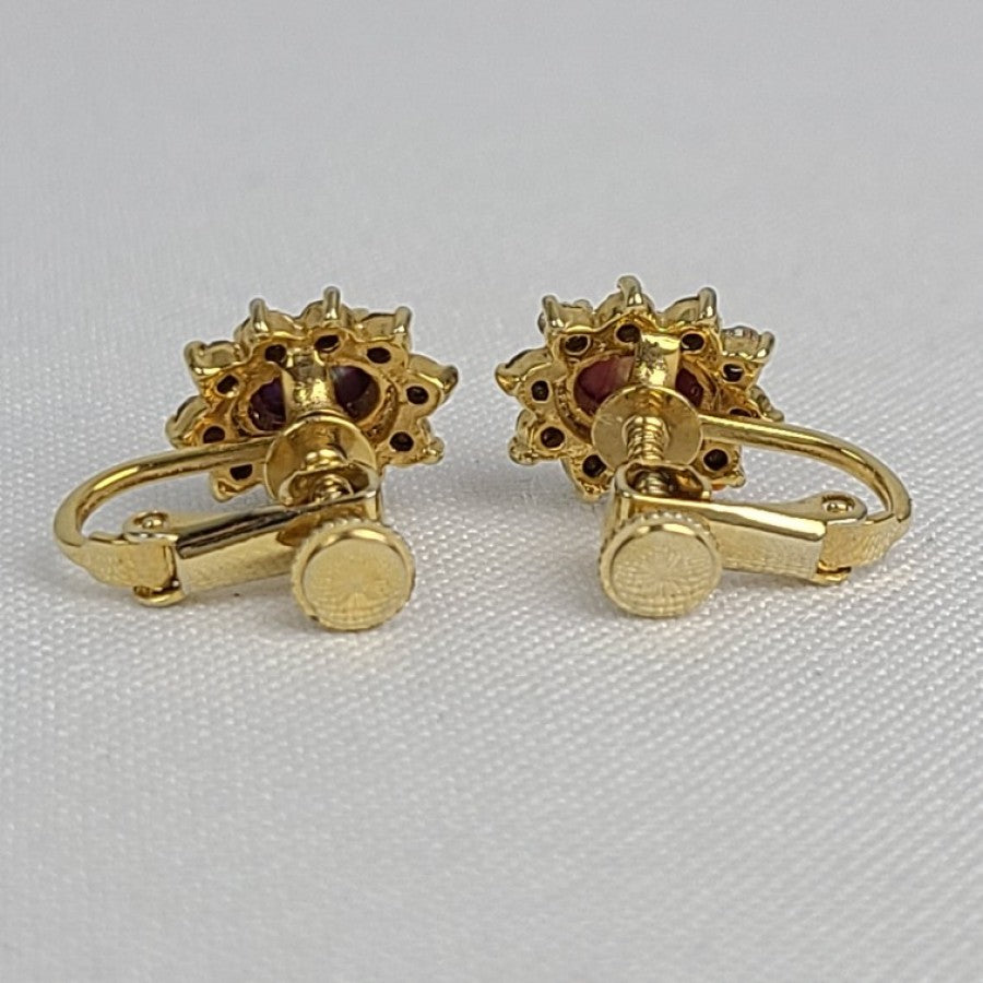 Vintage Gold Tone Crystal Clip On Earrings