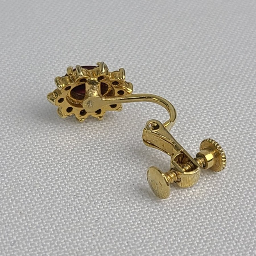 Vintage Gold Tone Crystal Clip On Earrings