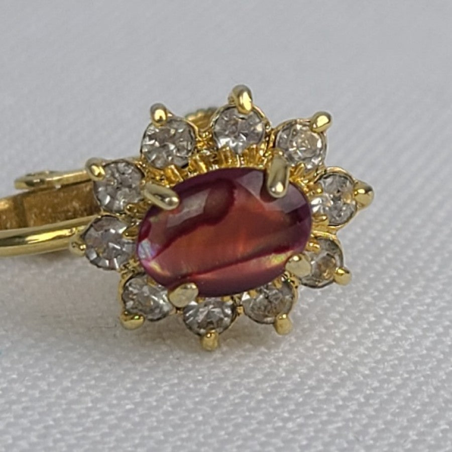 Vintage Gold Tone Crystal Clip On Earrings
