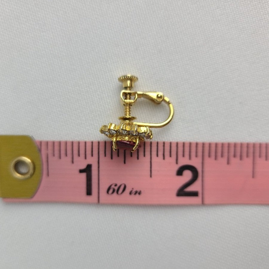 Vintage Gold Tone Crystal Clip On Earrings