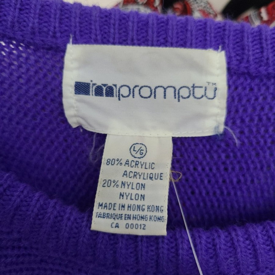 Vintage Impromptu Purple Sequined Flower Sweater Size M/L